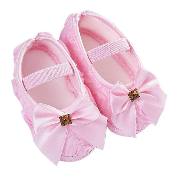 Newborn Baby Bow Prewalker Shoes,Toddler Kid Baby Girls Princess Cute Toddler First Walk Silk Bow Knot Shoes 